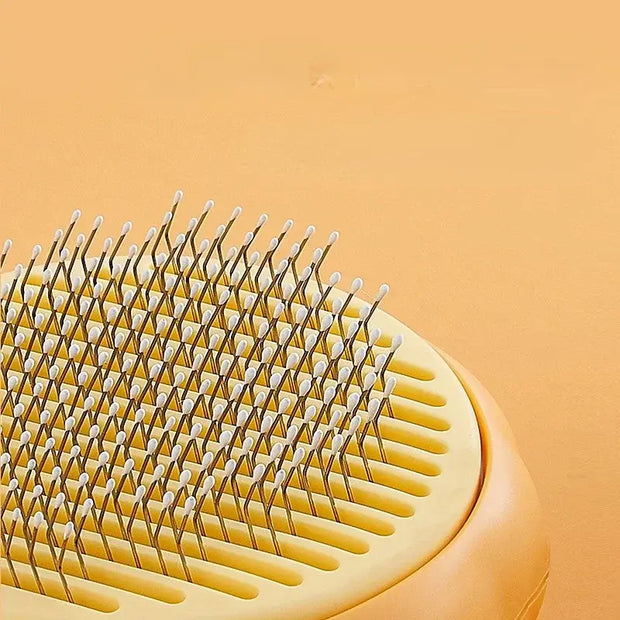Pumpkin Self Cleaning Slicker Comb for Dog Cat Puppy Rabbit, Grooming Brush Tool Gently Removes Loose Undercoat Tangled Hair