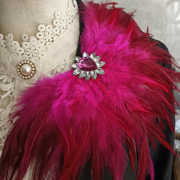 Fashion Stage Show Host Accessories Feather Corsage Brooch Epaulette Sparkly Headdress Gemstone Setting Broches Suit Accessory