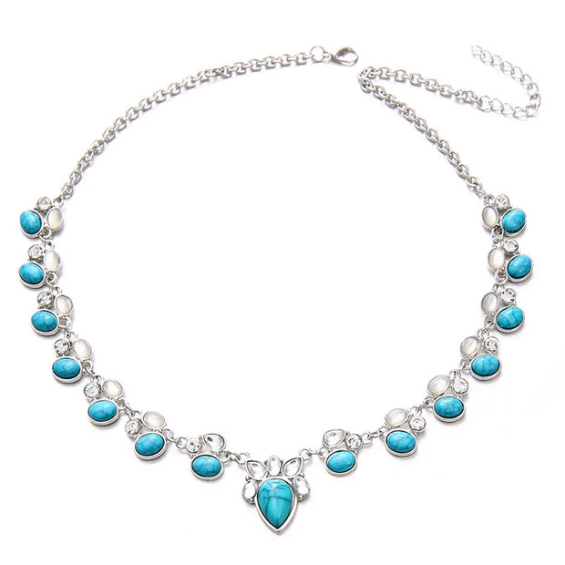 Hot Fashion  Color Boho white green flowers statement Necklaces Beads Choker Pendants Necklaces For Women Bijoux