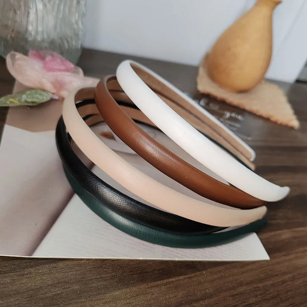 Fashion PU Solid Good Bezel Headwear Women Headband Girls Vintage Hair Bands Hairband Hoop for Holiday Party Hair Accessories