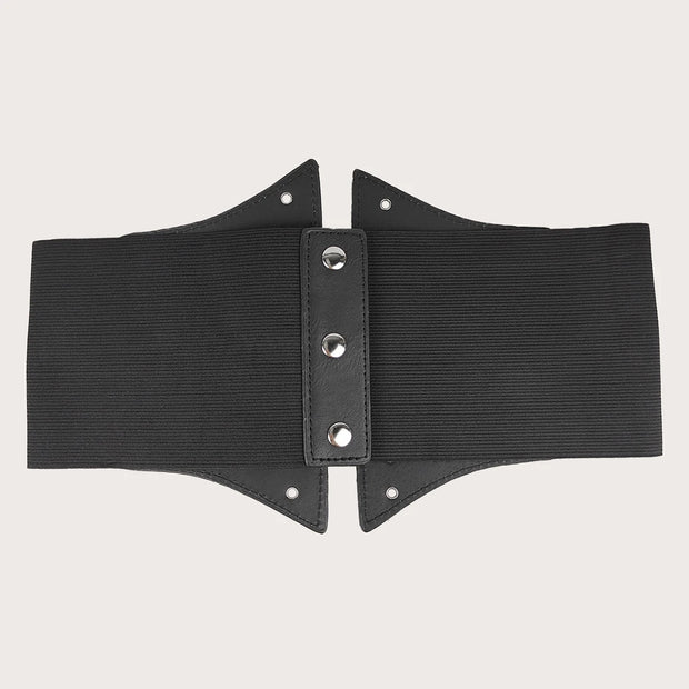 European and American fashion four breasted decoration for women with wide waist closure, skirt shirt, and elastic waistband wit