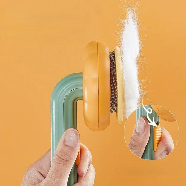 Pumpkin Self Cleaning Slicker Comb for Dog Cat Puppy Rabbit, Grooming Brush Tool Gently Removes Loose Undercoat Tangled Hair