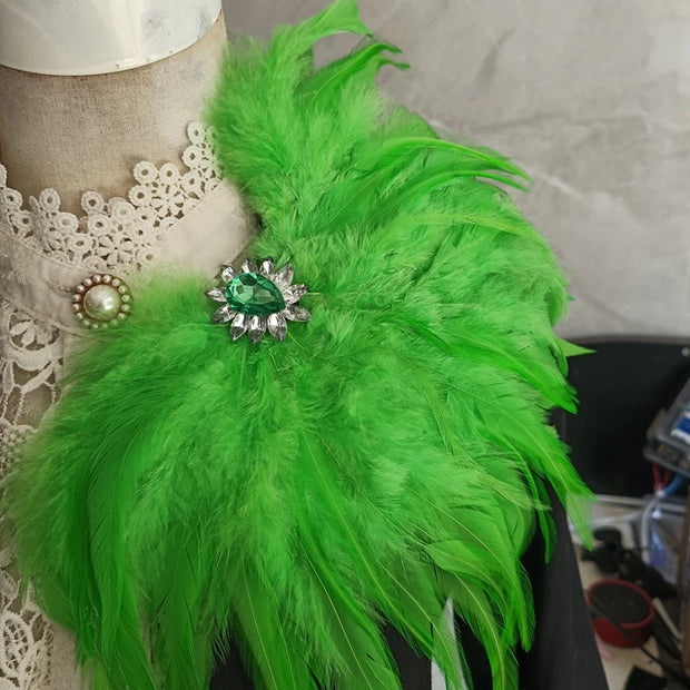Fashion Stage Show Host Accessories Feather Corsage Brooch Epaulette Sparkly Headdress Gemstone Setting Broches Suit Accessory