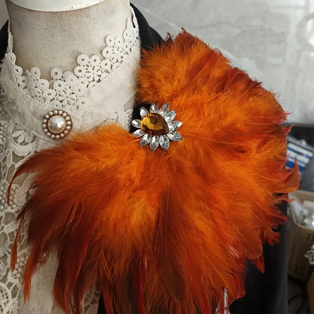 Fashion Stage Show Host Accessories Feather Corsage Brooch Epaulette Sparkly Headdress Gemstone Setting Broches Suit Accessory