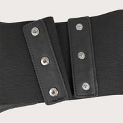 European and American fashion four breasted decoration for women with wide waist closure, skirt shirt, and elastic waistband wit