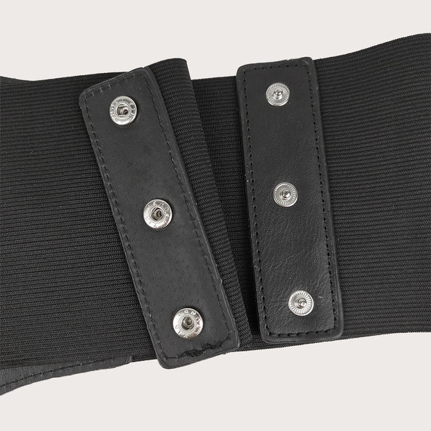 European and American fashion four breasted decoration for women with wide waist closure, skirt shirt, and elastic waistband wit