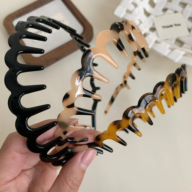Fashion Wave Headbands for Women Solid Color Toothed Non-slip Hair Bands Girl Face Wash Sports Hairbands Hair Accessories