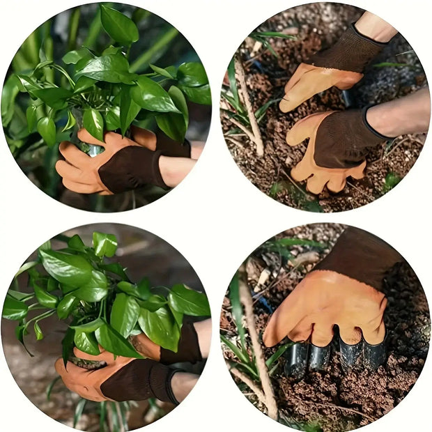 1 pair - Claw gardening gloves, digging and planting protective gloves, durable, waterproof, and impermeable household gloves