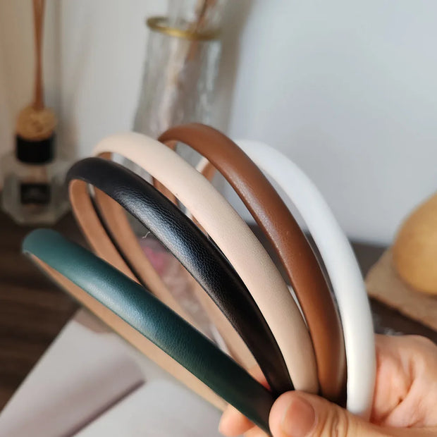 Fashion PU Solid Good Bezel Headwear Women Headband Girls Vintage Hair Bands Hairband Hoop for Holiday Party Hair Accessories