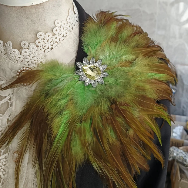 Fashion Stage Show Host Accessories Feather Corsage Brooch Epaulette Sparkly Headdress Gemstone Setting Broches Suit Accessory