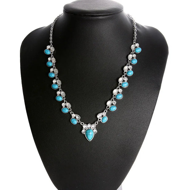 Hot Fashion  Color Boho white green flowers statement Necklaces Beads Choker Pendants Necklaces For Women Bijoux