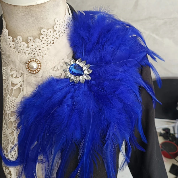 Fashion Stage Show Host Accessories Feather Corsage Brooch Epaulette Sparkly Headdress Gemstone Setting Broches Suit Accessory