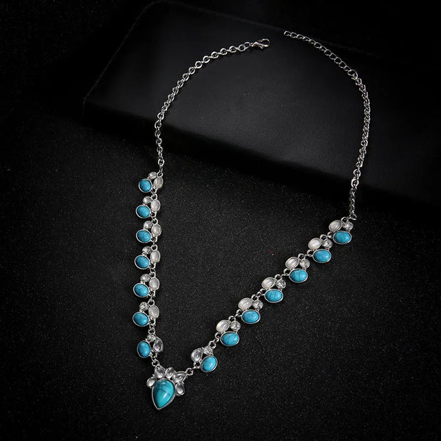Hot Fashion  Color Boho white green flowers statement Necklaces Beads Choker Pendants Necklaces For Women Bijoux