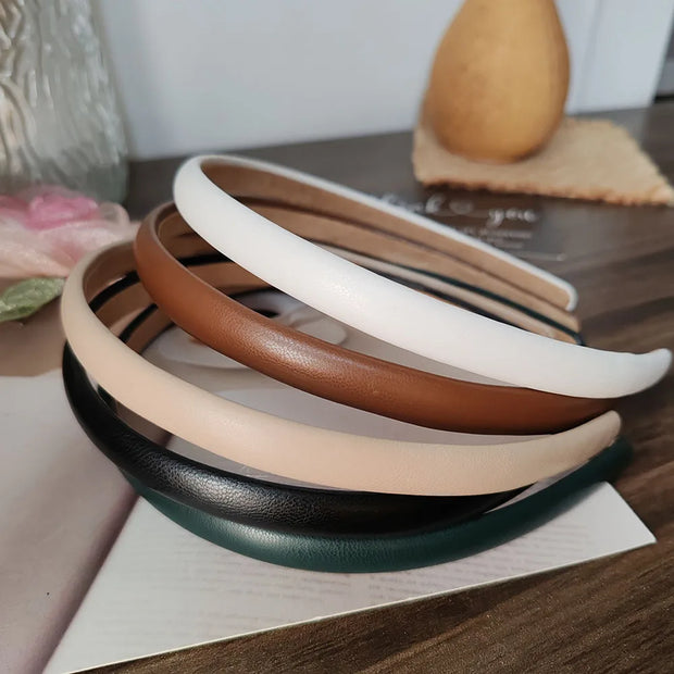 Fashion PU Solid Good Bezel Headwear Women Headband Girls Vintage Hair Bands Hairband Hoop for Holiday Party Hair Accessories