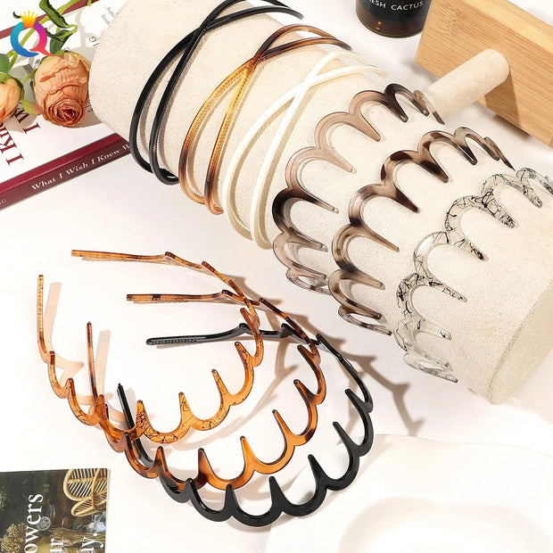 Fashion Wave Headbands for Women Solid Color Toothed Non-slip Hair Bands Girl Face Wash Sports Hairbands Hair Accessories