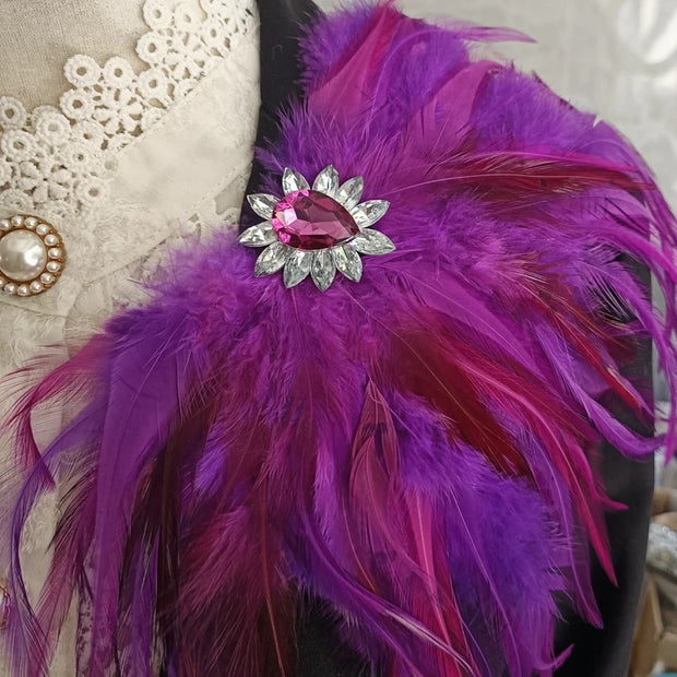 Fashion Stage Show Host Accessories Feather Corsage Brooch Epaulette Sparkly Headdress Gemstone Setting Broches Suit Accessory