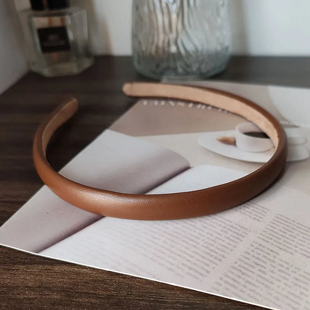 Fashion PU Solid Good Bezel Headwear Women Headband Girls Vintage Hair Bands Hairband Hoop for Holiday Party Hair Accessories