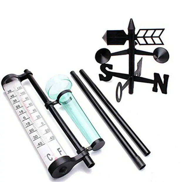 Garden Weather Station, Weather Station Rain Gauge, Wind Gauge Rain Gauge and Thermometer for Garden, Farm, Field